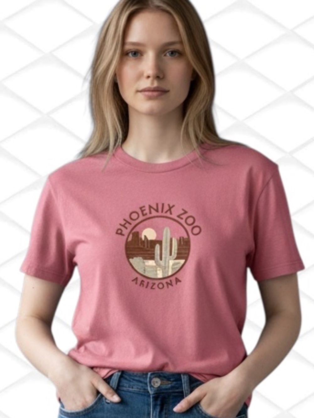 Women's Tee--Phoenix Zoo Coral Scoop-Neck by Anvil – Large (Runs Small)